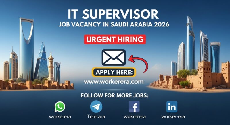 IT Supervisor Job Vacancy in Saudi Arabia 2026 | Urgent Hiring (Full-Time Opportunity)