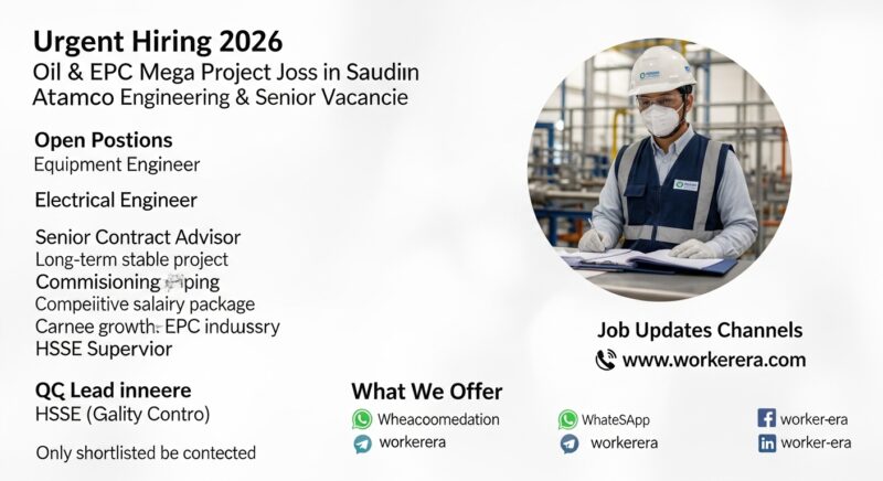 Oil & Gas EPC Mega Project Jobs in Saudi Arabia | Aramco Standards Engineering & Senior Vacancies (Apply Now)