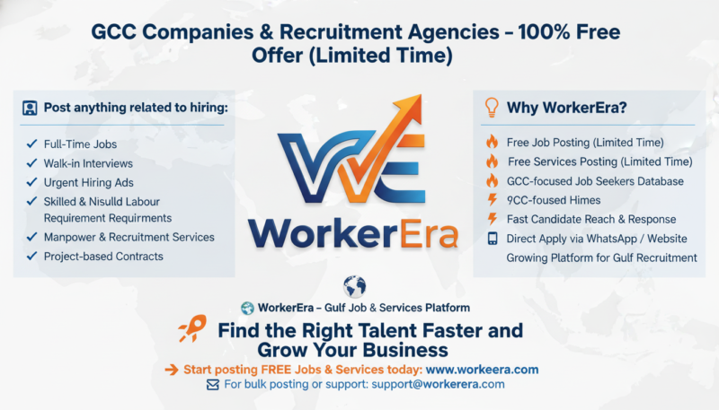 GCC Companies & Recruitment Agencies – 100% Free Offer (Limited Time)