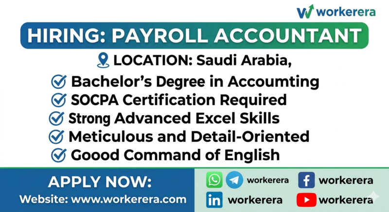 Urgent Hiring – Payroll Accountant Job in Khobar, Saudi Arabia | Mouwasat Medical Services Careers 2026