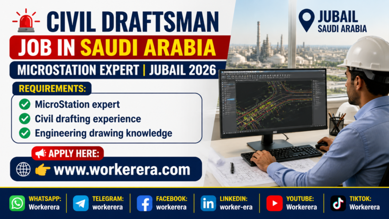 Urgent Civil Draftsman Job in Saudi Arabia | MicroStation Expert Hiring 2026