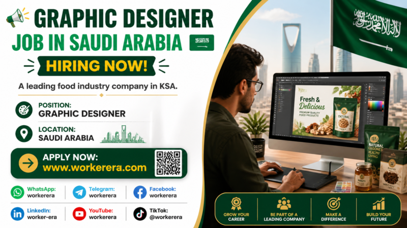 Graphic Designer Jobs in Saudi Arabia 2026 | Hiring Graphic Designer in Al Kharj (Food Industry Careers) 🇸🇦