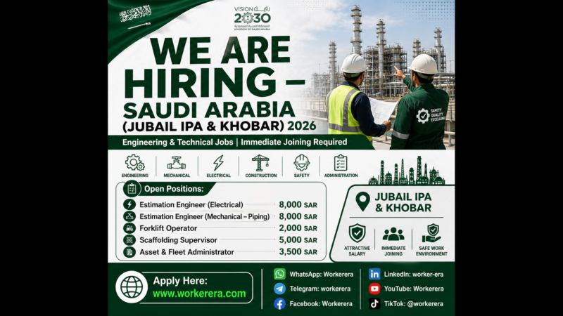 Engineering, Technical & Site-Based Jobs | Immediate Joining Required WE ARE HIRING – SAUDI ARABIA 2026 🇸🇦