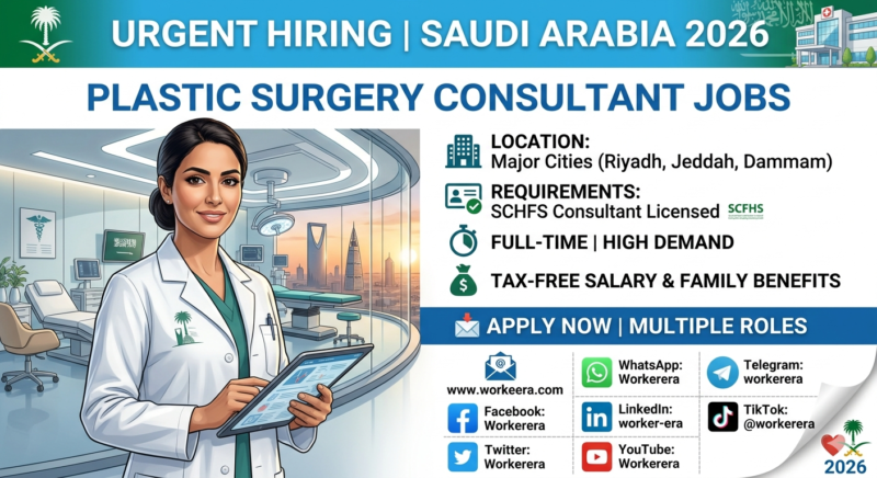 Plastic Surgery Consultant Jobs in Jeddah Saudi Arabia 2026 | Urgent Hiring (SCHFS Licensed Doctors)