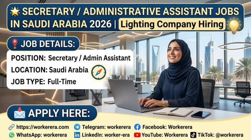 Secretary / Administrative Assistant Jobs in Saudi Arabia 2026 | Lighting Company Hiring (Apply Now)