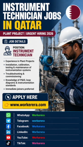 Instrument Technician Jobs in Qatar – Sewage Treatment Plant Project | Urgent Hiring 2026