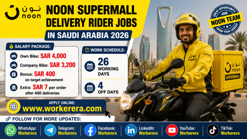 Noon SuperMall Delivery Rider Jobs in Jeddah, Saudi Arabia 2026 | Sultan Logistics Hiring Riders with Own Bike and Company Bike