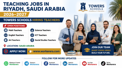 Teaching Jobs in Saudi Arabia 2026–2027 at Towers Schools | Math, English, Science, ICT, Art & Social Studies Teachers Required