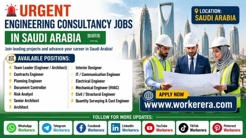 Senior Engineering Consultancy Jobs in Riyadh Saudi Arabia 2026 | Multiple Vacancies for Experienced Professionals
