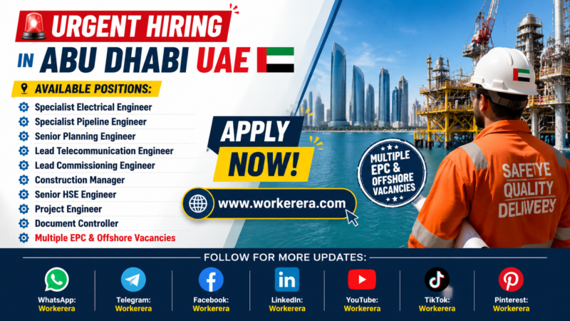 Engineers India Limited (EIL) Jobs in Abu Dhabi UAE 2026 – Multiple EPC & Offshore Project Vacancies