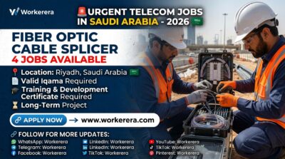 Fiber Optic Cable Splicer Jobs in Riyadh, Saudi Arabia 2026 | Urgent Telecom Jobs in Saudi Arabia | Long-Term Career Opportunity