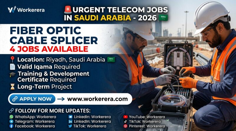 Fiber Optic Cable Splicer Jobs in Riyadh, Saudi Arabia 2026 | Urgent Telecom Jobs in Saudi Arabia | Long-Term Career Opportunity