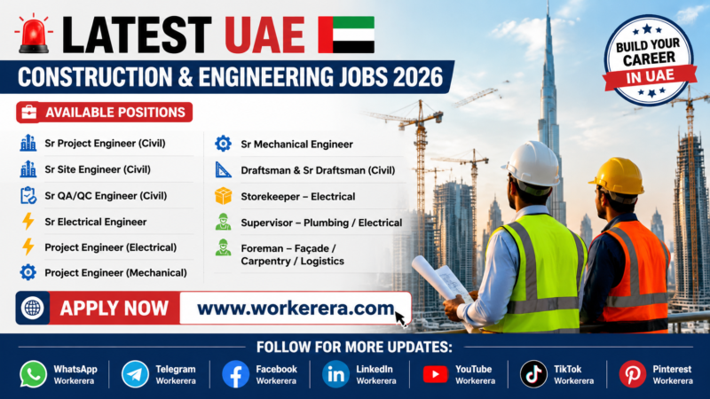 UAE Construction & Engineering Jobs 2026 – Multiple Openings with Attractive Salary Packages