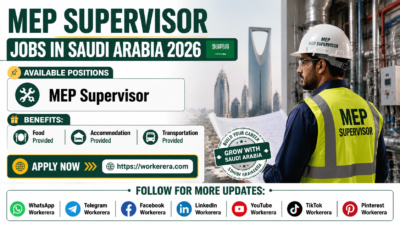 MEP Supervisor Jobs in Saudi Arabia 2026 – Food, Accommodation & Transportation Provided