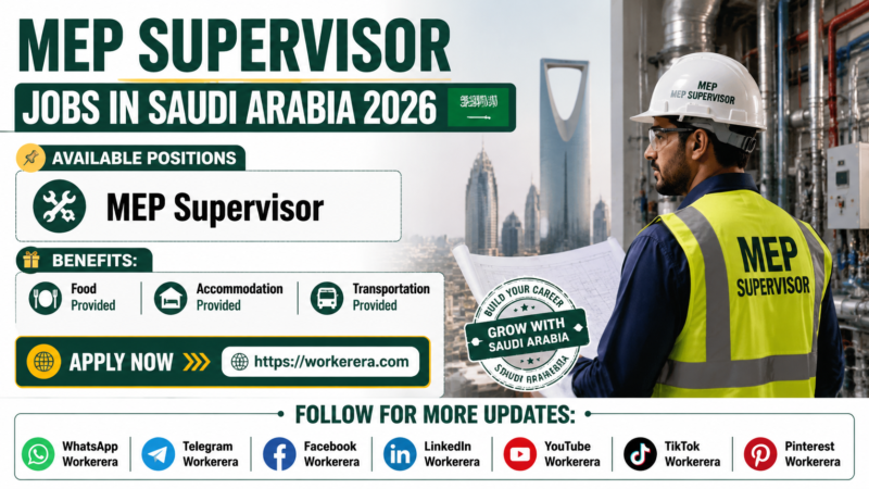 MEP Supervisor Jobs in Saudi Arabia 2026 – Food, Accommodation & Transportation Provided