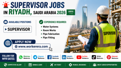 Supervisor Jobs in Riyadh, Saudi Arabia 2026 – Water Systems & Pipe Works Experience Required