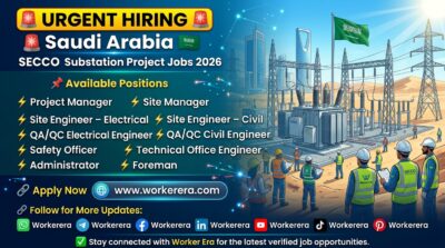 SECCO Substation Project Jobs in Saudi Arabia 2026 – Engineering, Management, and Technical Opportunities