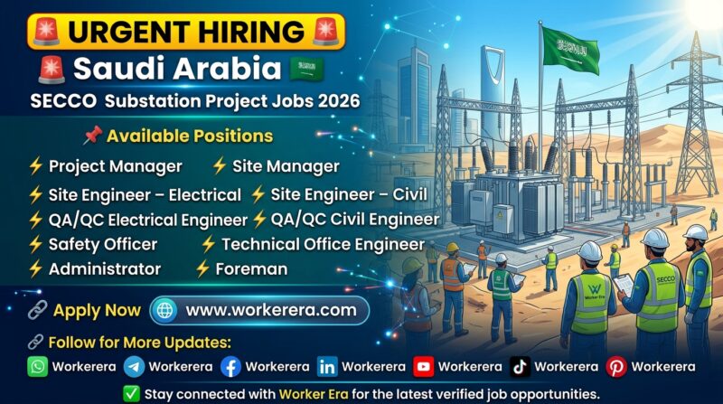 SECCO Substation Project Jobs in Saudi Arabia 2026 – Engineering, Management, and Technical Opportunities