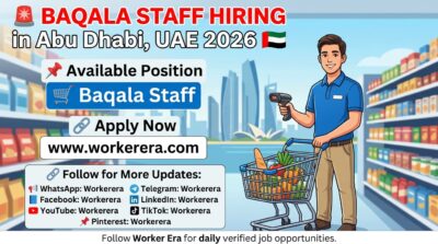 Baqala Staff Vacancy in Madinat Ul Wafa, Abu Dhabi 2026