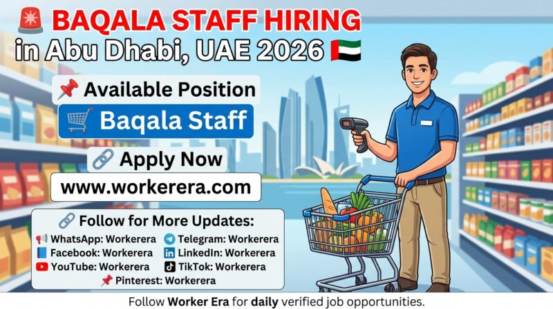 Baqala Staff Vacancy in Madinat Ul Wafa, Abu Dhabi 2026
