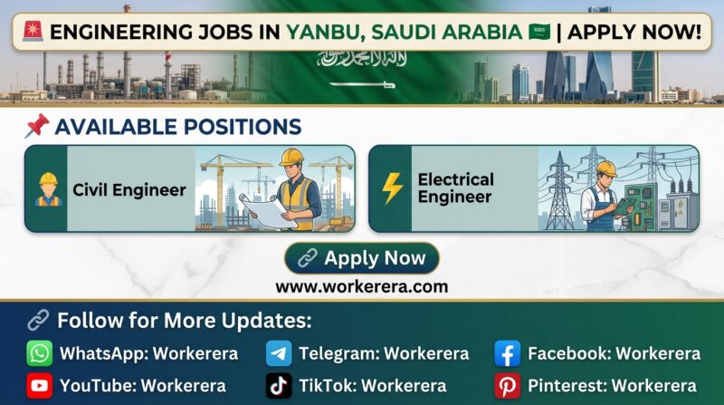 Civil & Electrical Engineer Jobs in Yanbu, Saudi Arabia 2026 | Apply Now