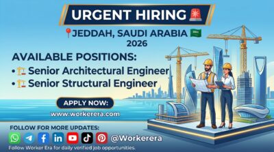 Senior Architectural & Structural Engineer Jobs in Jeddah, Saudi Arabia 2026 – Immediate Hiring