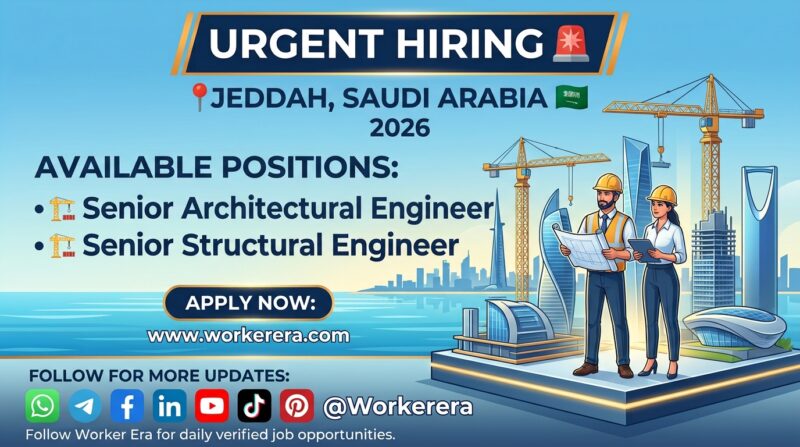 Senior Architectural & Structural Engineer Jobs in Jeddah, Saudi Arabia 2026 – Immediate Hiring