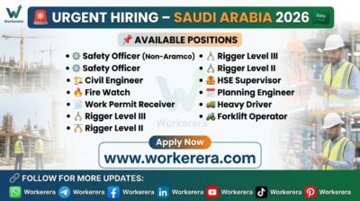 Multiple Job Vacancies in Saudi Arabia 2026 – Engineering, Safety, Technical & Support Jobs