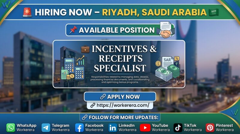 Incentives & Receipts Specialist Jobs in Riyadh, Saudi Arabia 2026