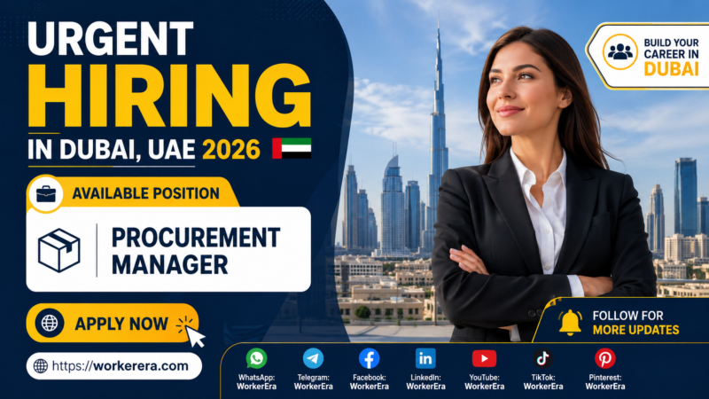 Procurement Manager Jobs in Dubai, United Arab Emirates 2026 | Monday–Friday Work Schedule