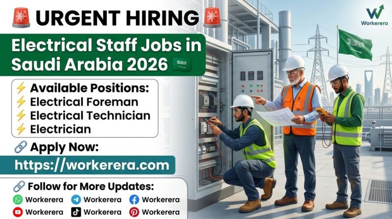 Electrical Staff Jobs in Fadhli, Saudi Arabia 2026 | Long-Term Project Hiring Now
