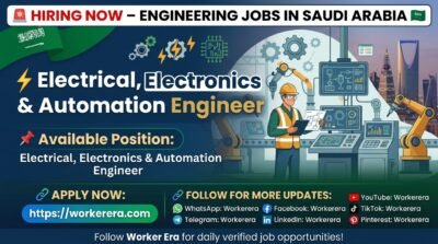 Electrical, Electronics & Automation Engineer Jobs in Saudi Arabia 2026