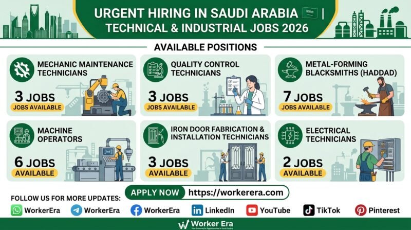 Multiple Technical & Industrial Jobs in Saudi Arabia 2026