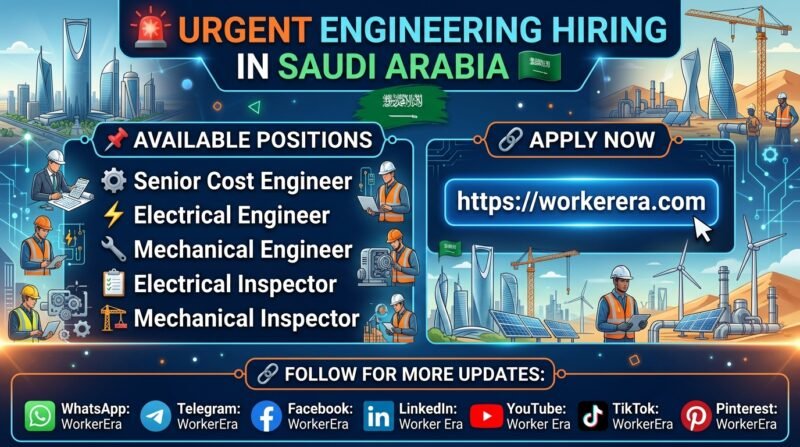 Multiple Engineering Vacancies in Riyadh and E Jeddah, Saudi Arabia – Apply Today
