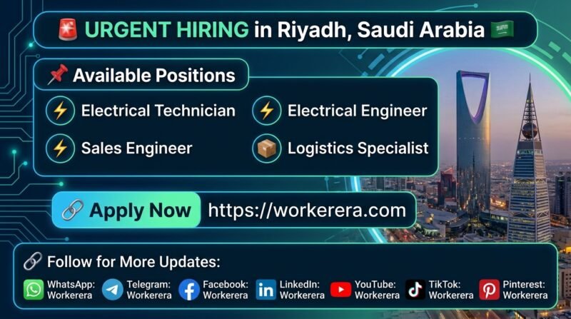 Multiple Vacancy Technician, Engineer and Logistics Specialist Jobs in Riyadh, Saudi Arabia,