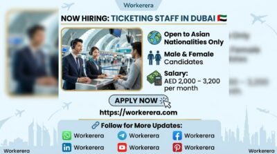 Ticketing Staff Jobs in Dubai, UAE – Male & Female Candidates