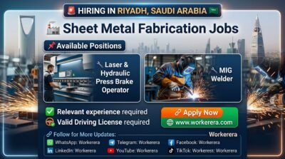 Operator (Laser & Hydraulic Press Brake) and MIG Welder Jobs in Riyadh, Saudi Arabia