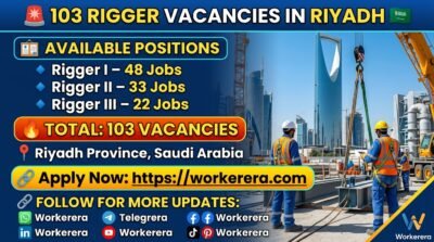 Rigger I, II, III, Jobs in Riyadh, Saudi Arabia – 103 Vacancies Available