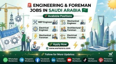 Engineering & Foreman Jobs in Saudi Arabia – MEP, Mechanical, Electrical, Architectural & Civil