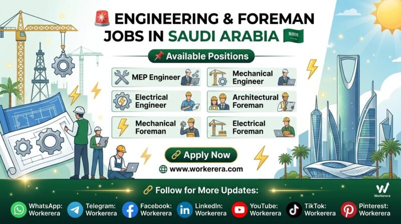 Engineering & Foreman Jobs in Saudi Arabia – MEP, Mechanical, Electrical, Architectural & Civil
