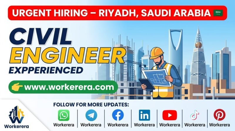 Urgent Hiring Experienced Civil Engineer Jobs in Riyadh, Saudi Arabia