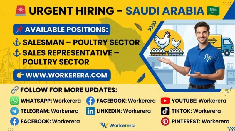 Urgent Salesman & Sales Representative Jobs in Saudi Arabia – Poultry Sector