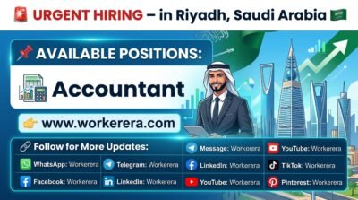 Accountant Jobs in Riyadh, Saudi Arabia – Urgent Hiring