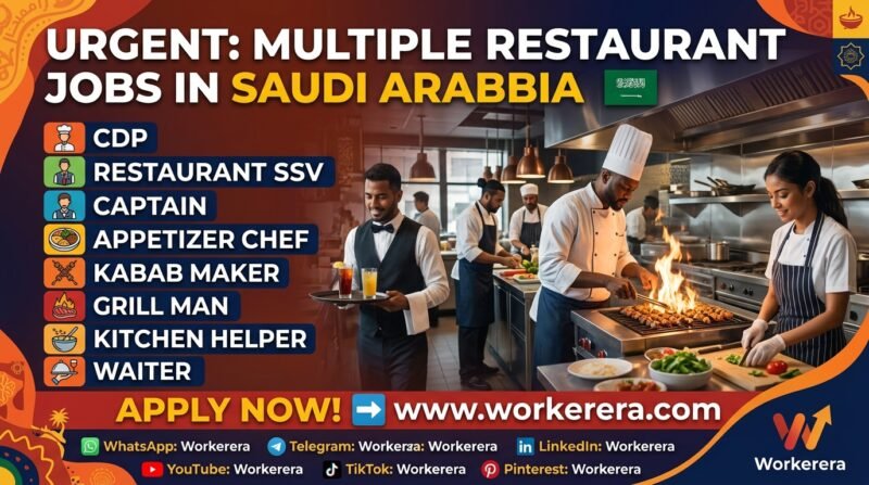 Multiple Restaurant Jobs in Saudi Arabia – Apply Now